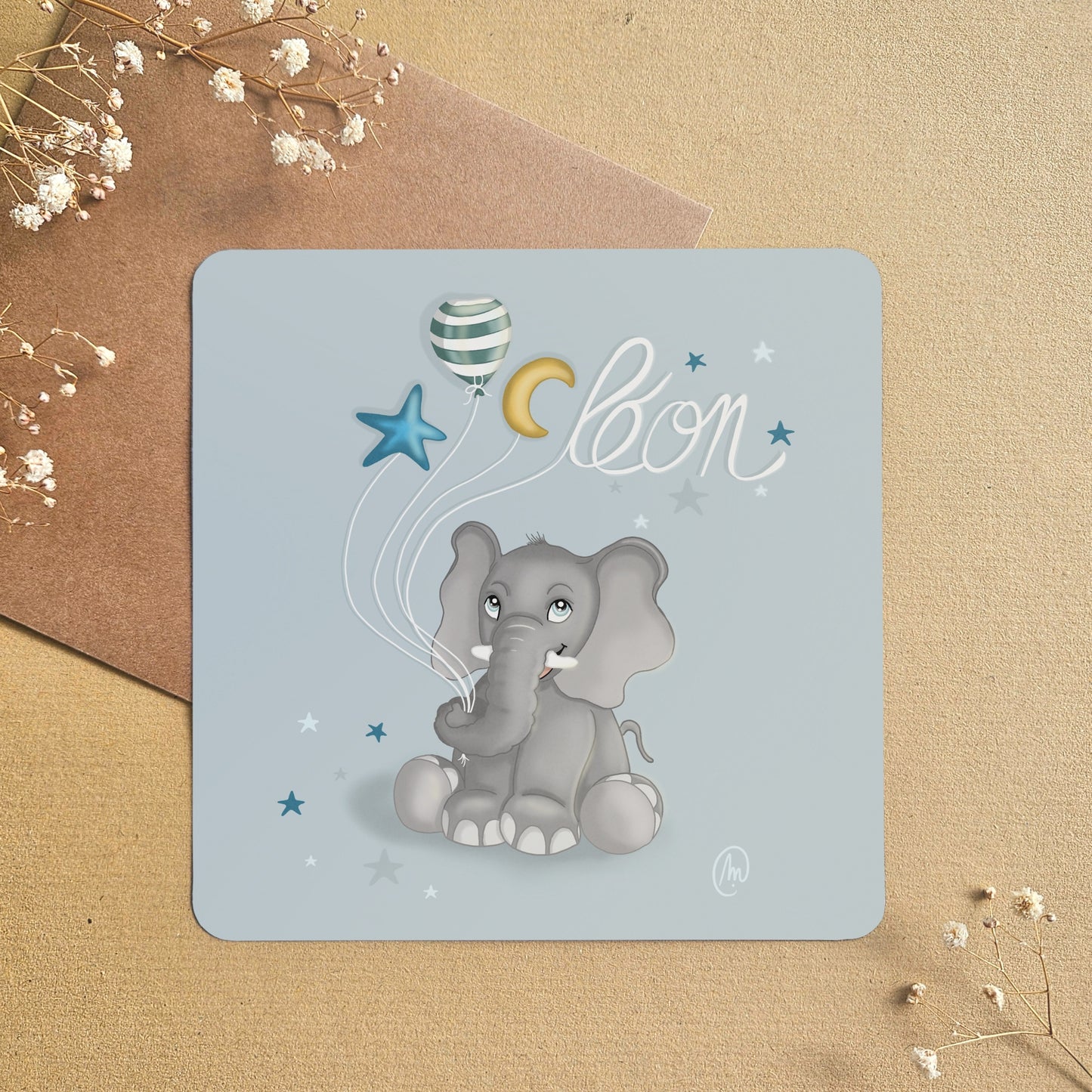 Carte « L’éléphant aux ballons »