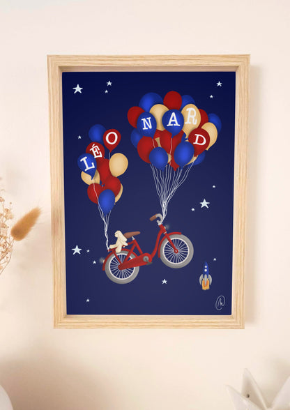 Affiche Le vélo aux ballons