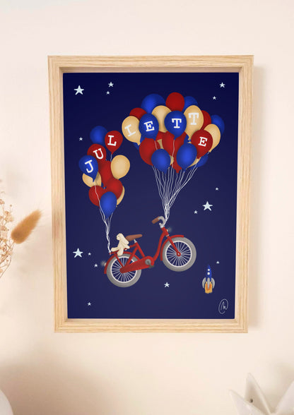 Affiche Le vélo aux ballons